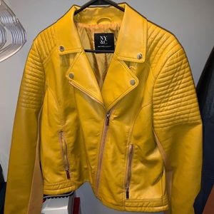 Yellow Faux Leather Jacket